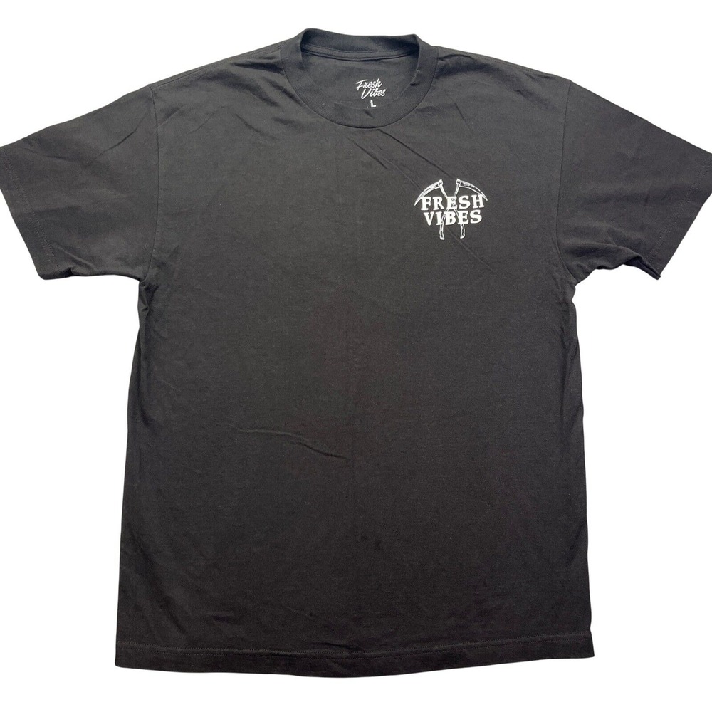 Fresh Vibes Graphic T-Shirt Good Friends Bad Habits Crew Neck Tee‎ Large